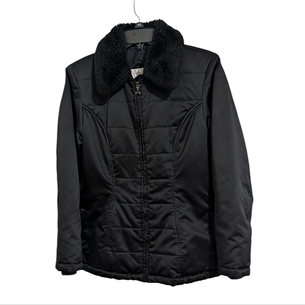 Jones New York Jacket Faux Fur Collar Black Woman's S